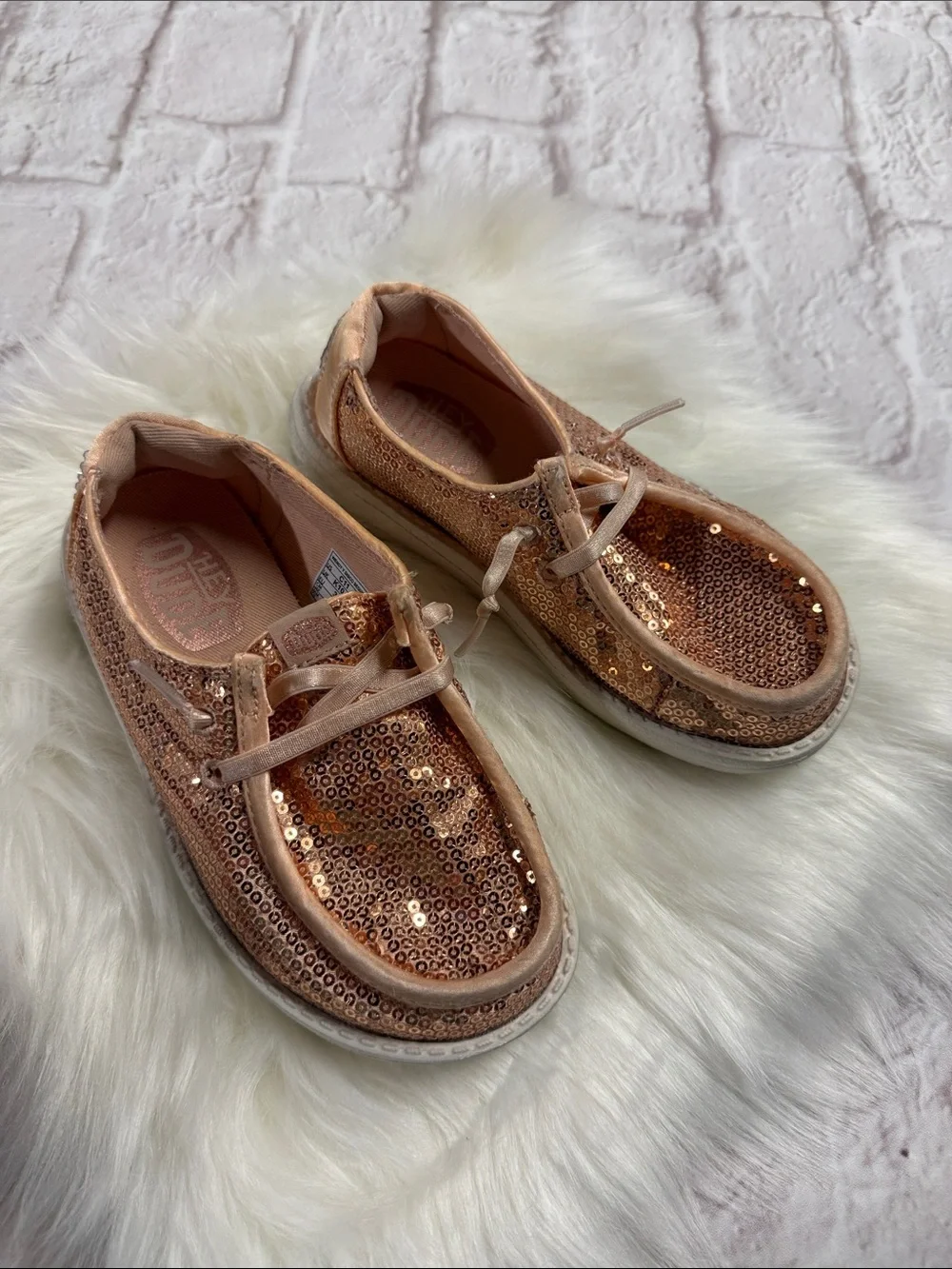 Hey Dude Kids Blush Wendy Disco Sequin Sneakers
